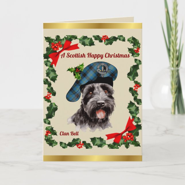 Bell Scottie Dog Personalisiert Xmas Karte (Vorderseite)