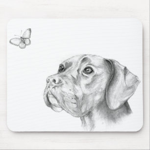 Bella A Boxer Labrador Retriever Dog Butterfly Mousepad
