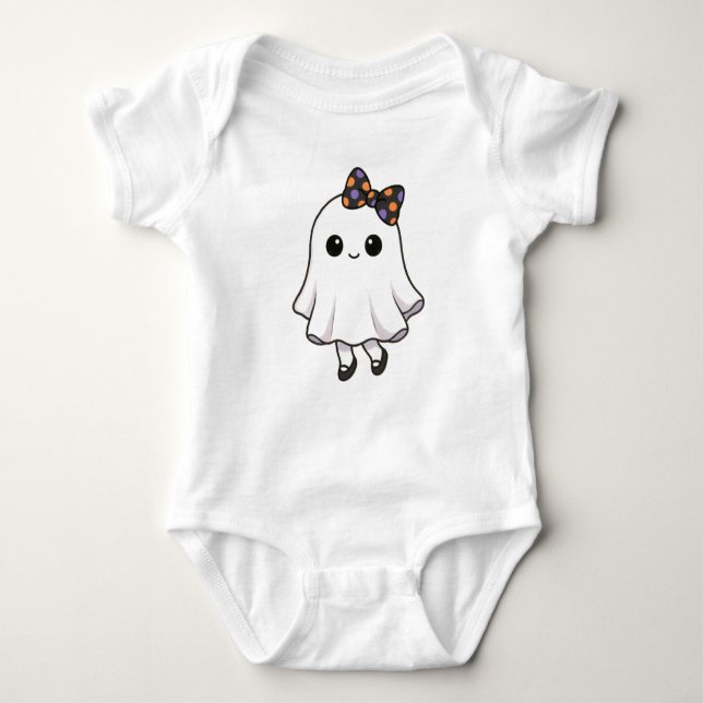 Bella Boo - Niedlicher Halloween-Ghost-Baby-Bodysu Baby Strampler (Vorderseite)