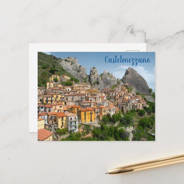 Bella Castelmezzano Basilicata Italia Postkarte (Vorderseite/Rückseite Beispiel)