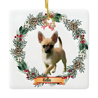 Bella Chihuahua Dog Photo Personalized Ceramic  Keramikornament