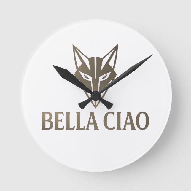 Bella Ciao Fox Wall Clock – Bold Minimalist Design Runde Wanduhr (Vorderseite)