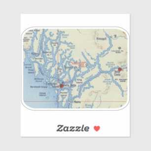 Bella Coola BC Vintage Karte Aufkleber