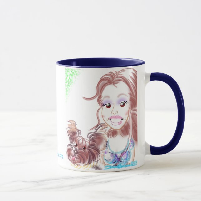 Bella die verrückte Yorkie Baby-Karikatur-Tasse Tasse (Rechts)