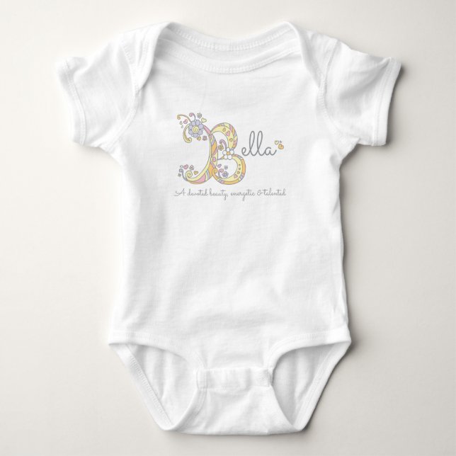 Bella Girls B Name bedeutet monogramm Babykleidung Baby Strampler (Vorderseite)
