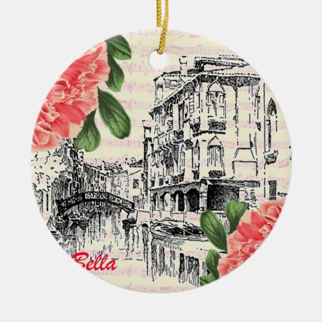 Bella Italien Pfingstrose Keramik Ornament (Vorne)