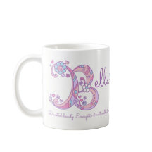 Bella Name bedeutet Herz-Blume-B-Monogramm-Tasse
