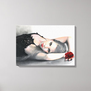 Bella Rosa Beauty rote Rose überpackt Canvas Print Leinwanddruck