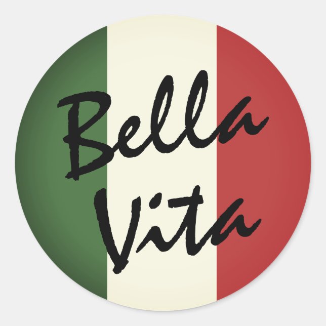 Bella Vita Aufkleber für die italienische Flagge (Vorderseite)