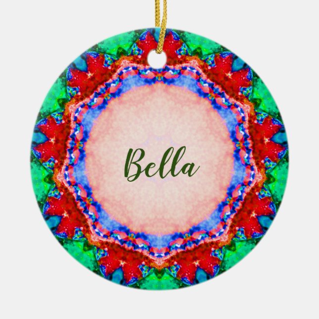BELLA ~ Weihnachtsgeschirr Fraktal Personalisiert Keramik Ornament (Vorne)