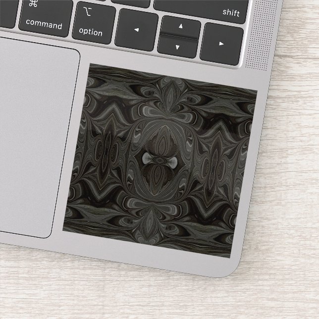 Belladonna Abstract Black and Gray Fluid Art Aufkleber (Detail)