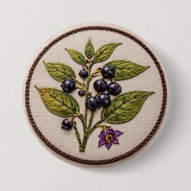 Belladonna Stickerei großes Abzeichen Button (Vorderseite)