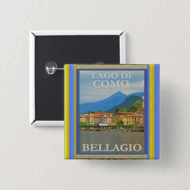Bellagio Italien Poster Knopf Button (Vorne & Hinten)