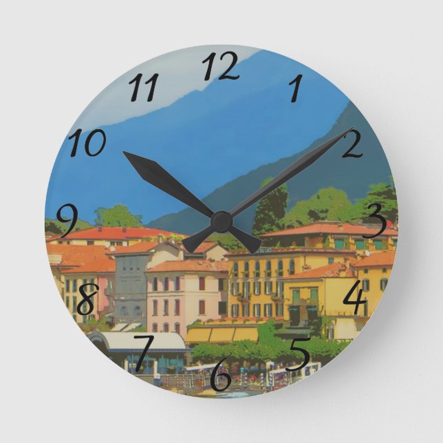 Bellagio Italy Poster Runde Wanduhr (Vorderseite)