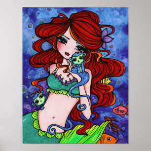 "Bella's Sea Monkeys" Fairy Mermaid Fantasy Art Poster