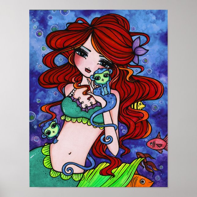 "Bella's Sea Monkeys" Fairy Mermaid Fantasy Art Poster (Vorne)