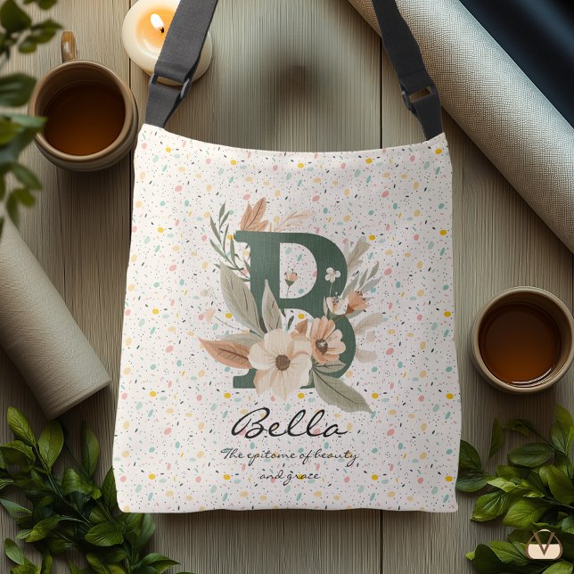 Bellas zeitlose Schönheit - Boho Floral Monogram Tragetaschen Mit Langen Trägern (Von Creator hochgeladen)