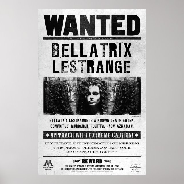 Bellatrix Lestrange wollte Plakat (Vorne)