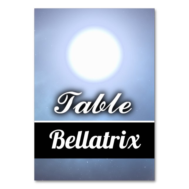 Bellatrix Tischnummer (Vorderseite)
