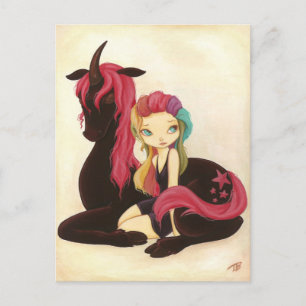 Belle and Night - Fantasy Regenbogen Goth Unicorn Postkarte