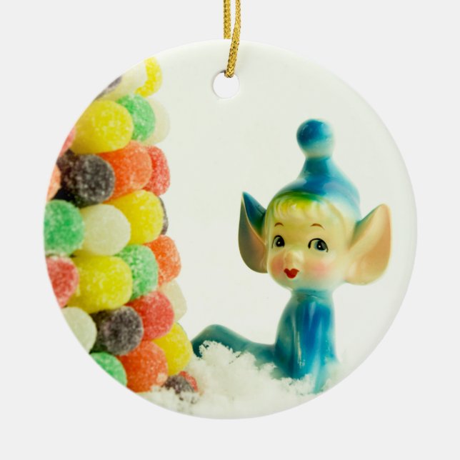 Belle die Pixie-Elfe Keramikornament (Vorne)