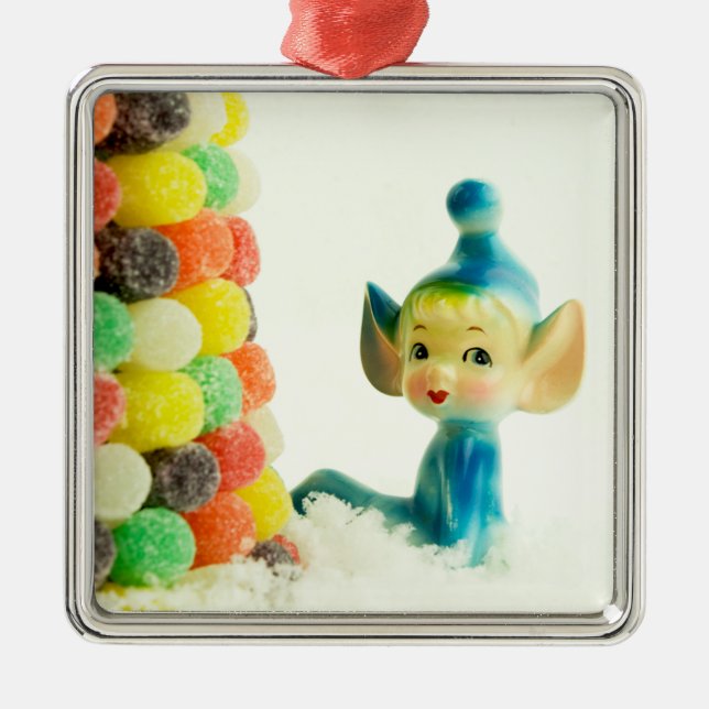 Belle die Pixie-Elfe Silbernes Ornament (Vorne)
