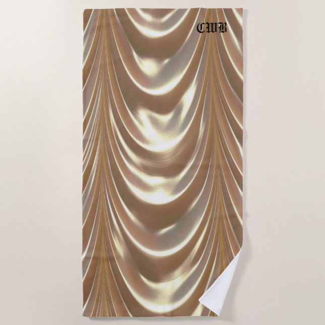 Belle Drape Elegante Muster Monogram Strandtuch (Vorderseite)