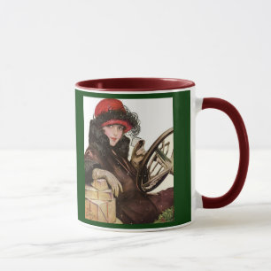 Belle, eine Vintage Dame, die Weihnachtsläden kauf Tasse