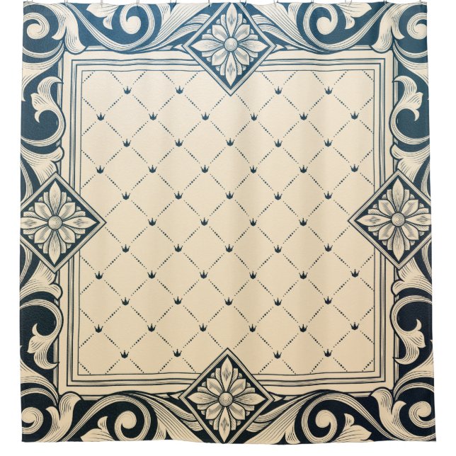 belle époque, art nouveau, viktorianisch, floral,  duschvorhang (Vorderseite)