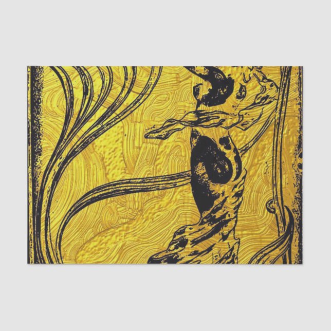 Belle Epoque, Art Nouveau, Vintag, Gold, Schwarz,  Seidenpapier (Vorderseite)
