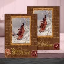 Belle-Époque-Frau in braunem Decoupage-Seidenpapie