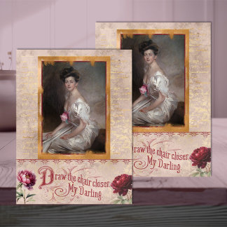Belle Époque Woman in Soft Blush Pink Decoupage Seidenpapier