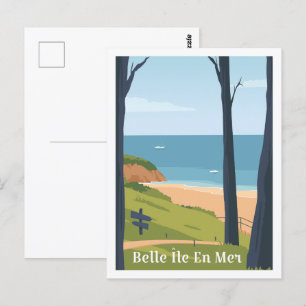 Belle ile en mer France Travel Place Illustration Postkarte