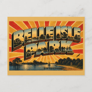 Belle Isle Park Michigan Fluss Wald Seen Kunst Postkarte