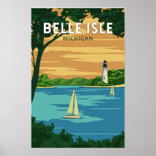 Belle Isle Park Michigan Reise Vintage Kunst Poster