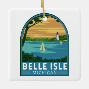 Belle Isle Park Michigan Vintage Kunst, Dichtung u Keramikornament