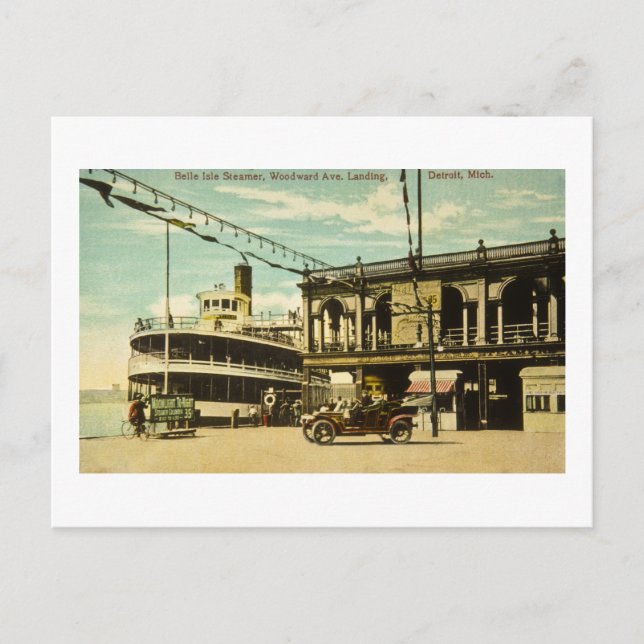 Belle Isle Steamer, Woodward Ave. Landung, Detroit Postkarte (Vorderseite)