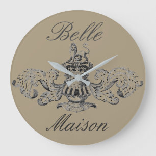 "Belle Maison" Vintage Heraldik-Wappen Große Wanduhr