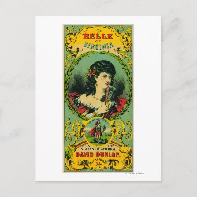 Belle of Virginia Tobacco Label Petersburg, VA Postkarte (Vorderseite)