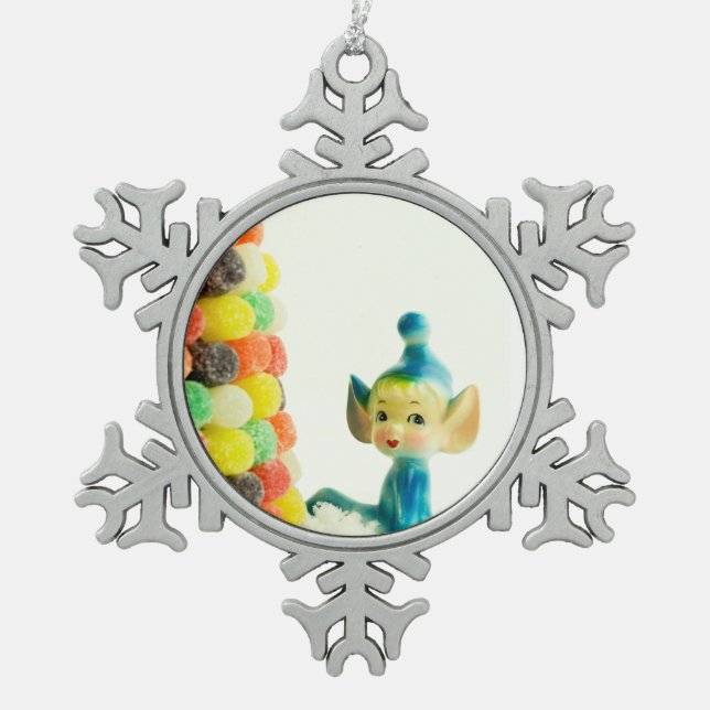 Belle the Pixie Elf Schneeflocken Zinn-Ornament (Vorderseite)