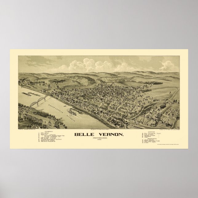 Belle Vernon, PA Panoramic Map - 1902 Poster (Vorne)