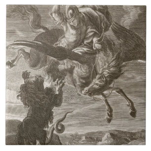 Bellerophon kämpft die Chimären, 1731 (Stich) Fliese