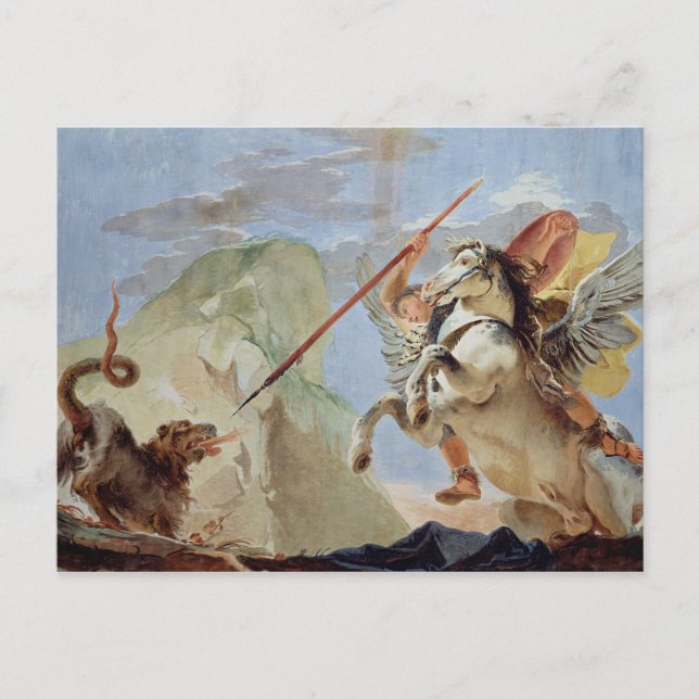 Bellerophon, Pegasus reitend, Chimera spielen, Postkarte (Vorderseite)