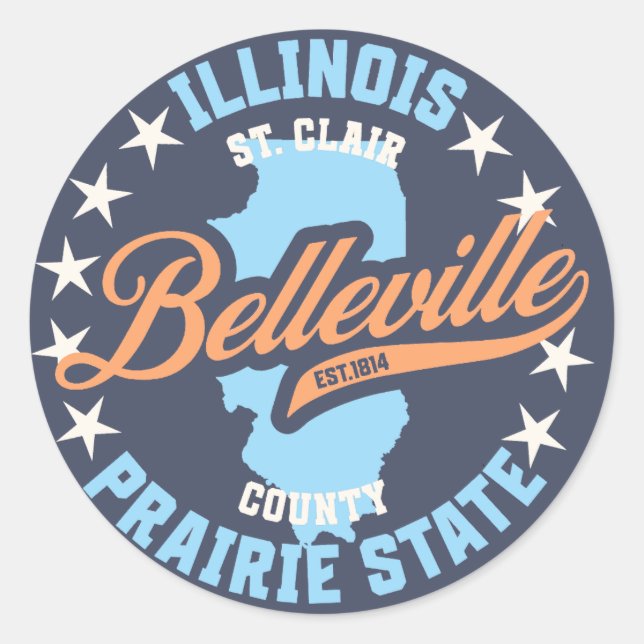 Belleville, Illinois Runder Aufkleber (Vorderseite)