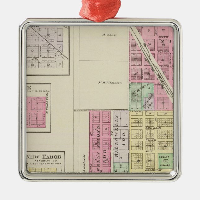 Belleville, Talmage, Harbine, Elgo, Kansas Ornament Aus Metall (Vorne)