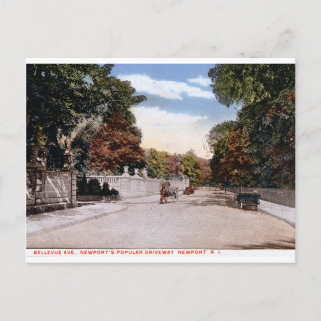 Bellevue Ave., Newport RI Vintag Postkarte (Vorderseite)