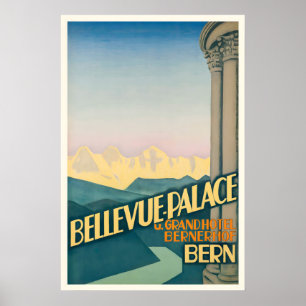 Bellevue Palace Bern Schweiz Vintage Reise Poster