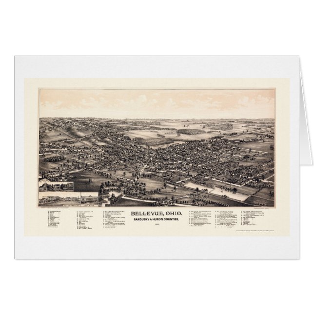 Bellevue, panoramische Karte OH- - 1888 (Vorderseite (Horizontal))