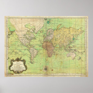 Bellin Seediagramm 1778 oder Karte der Welt Poster