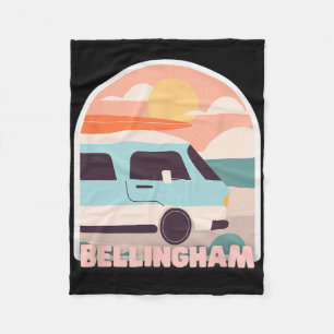 Bellingham Beach Retro Pastellfarben Sonne Und Sur Fleecedecke